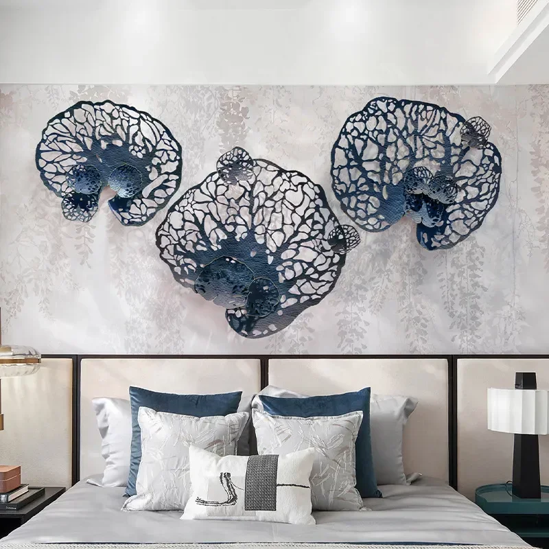 Simple Modern 3D Wrought Iron TV Background Wall Decor Luxury Hotel Living Room Combination Pendant Wall Art
