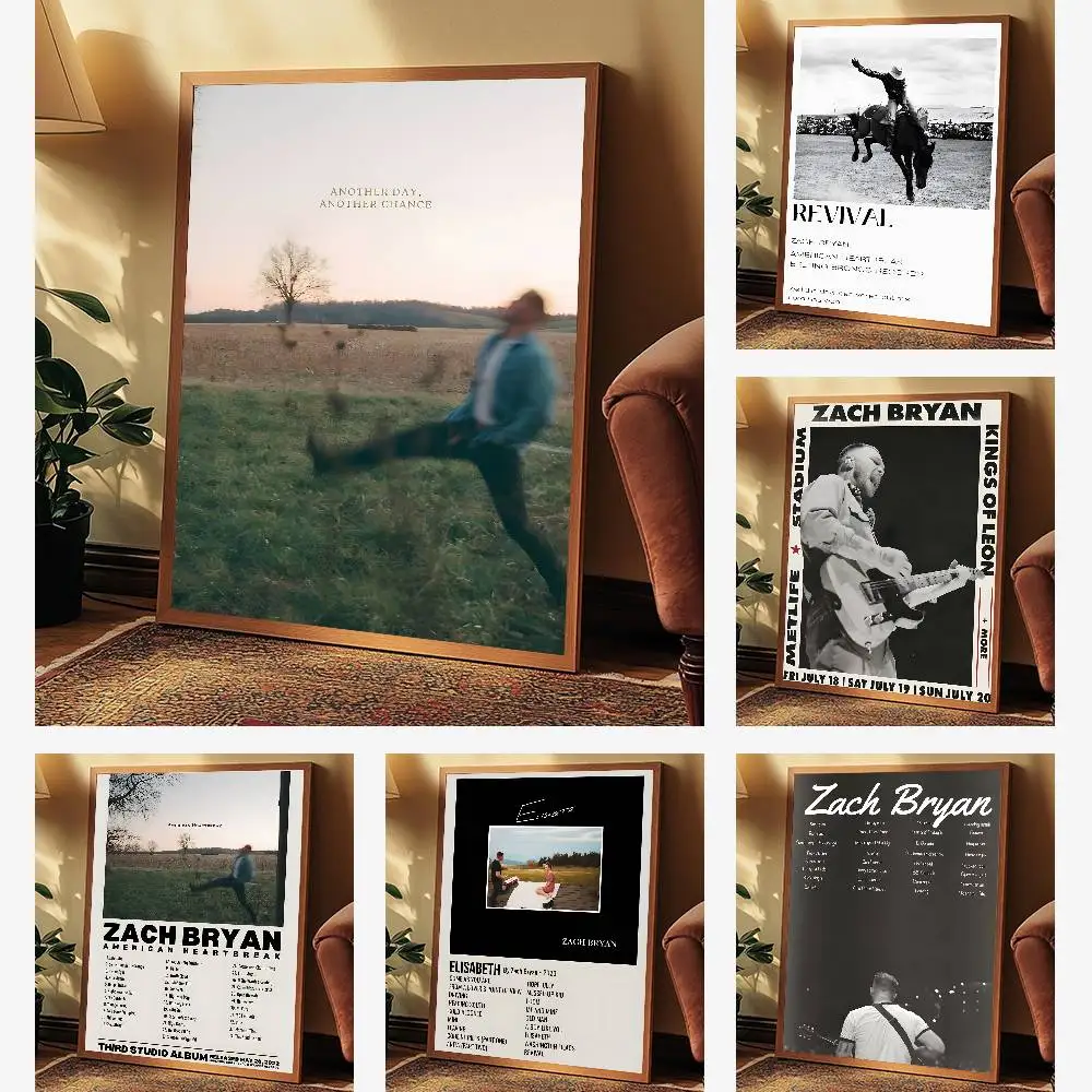 Z-Zach B-Bryan SINGER Poster HD Art Sticky Wall Waterproof Home Living Room Bedroom Aesthetic Decoration