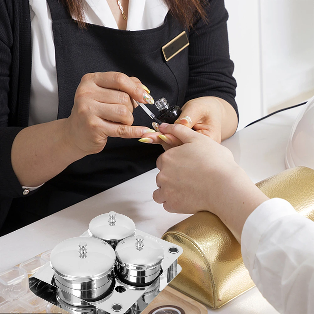 

Набор художественных кистей из нержавеющей стали, держатель для пудры, контейнер для хранения маникюра, аксессуары, тонкая жидкость для салона, портативный миксерский блеск