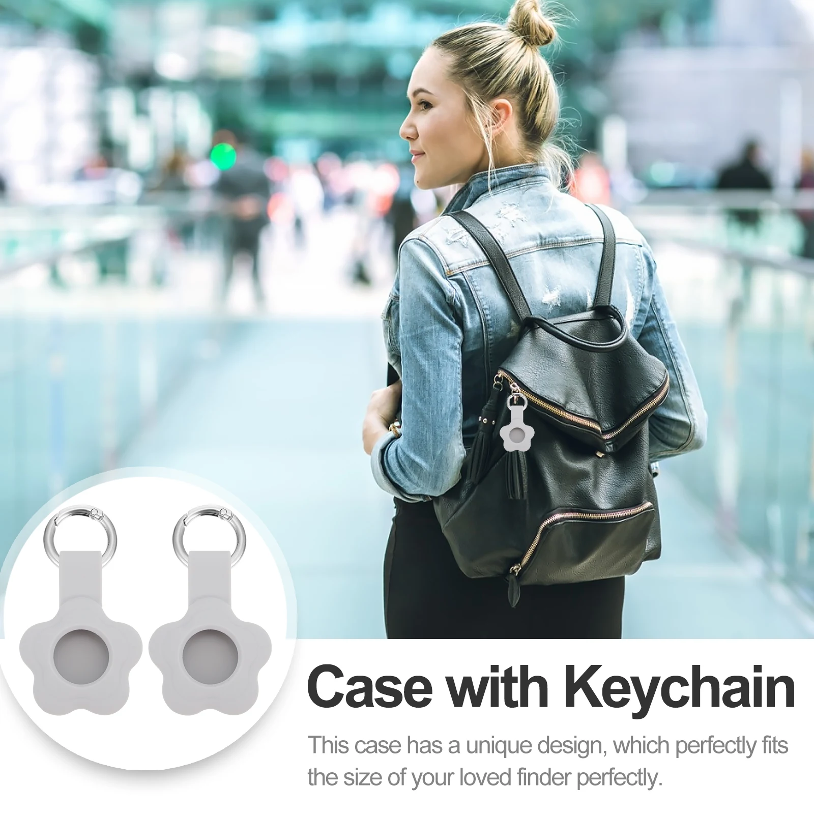 

2pcs Silicone Protective Case For Keychain Compatible Durable Cover With Key Ring Case Cover With Keychain For