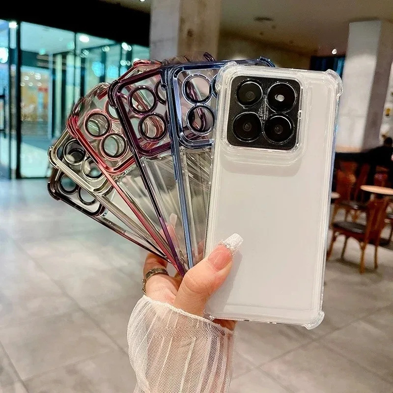 

Soft Cases For Xiaomi Mi 14TPro 14T 13T 12T 11T Pro cover Four Corners transparent fundasThickening Shookproof Plating Silicone