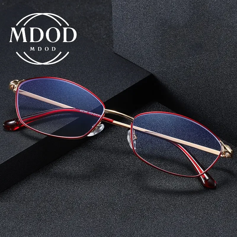 

New Anti Blue Light Reading Glasses Women Fashion Metal Glasses Frame Radiation Protection HD Presbyopic Glasses +1.0 To +4.0