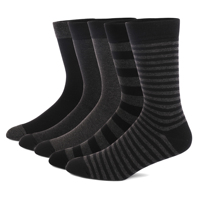 5 Pairs Mens Dress Socks stripe Plus Size，High Quality Combed Cotton Crew Socks，Black Cool Breathable Casual Socks for men