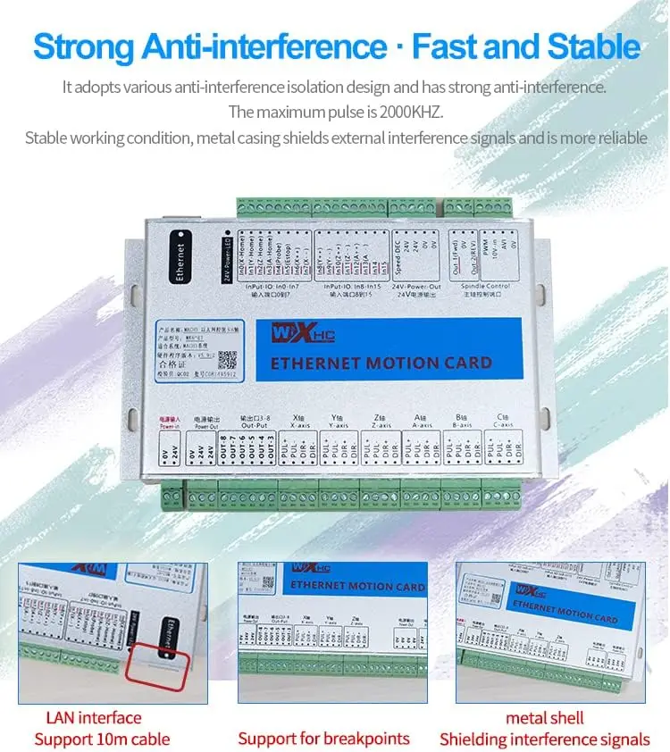 

XHC mach3 Ethernet 3 Axis cnc breakout board CNC Controller Motion Card MK3-ET 2000KHZ for Woodwork CNC Engraving Router use