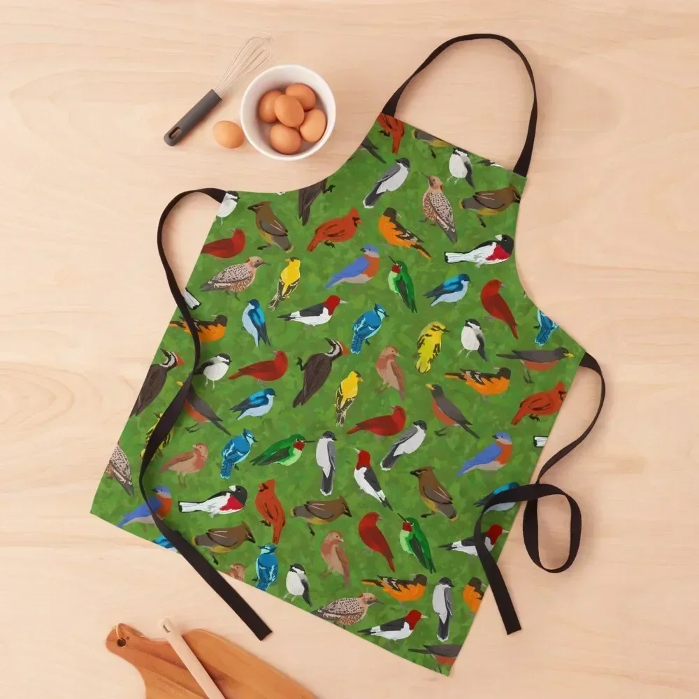 

Backyard and Forest Birds on Leafy Background Apron Art For Woman Apron