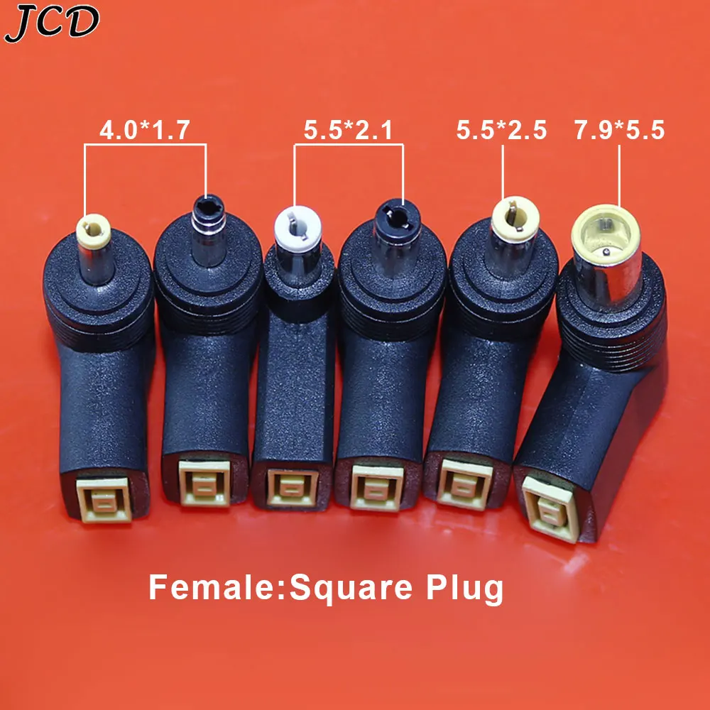 

JCD Laptop Power Adapter Connector DC Square Plug Female to 5.5x2.5 4.0x1.7mm Male Jack Converter for Asus Lenovo Notebook