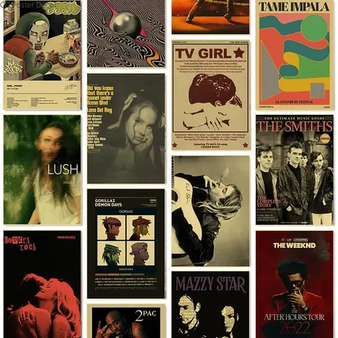 Bilashmart Vintage Music Album Posters Singer Lizzy Grant TV Girl Retro Canvas Painting Room Home Bar Decor