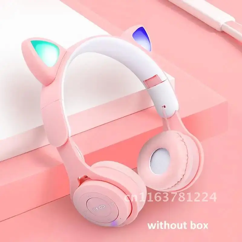 Headphones Headset Wireless Bluetooth Headset Cat Ears Trendy Cute Music Mobile Phone Computer with Microphone to Young girls