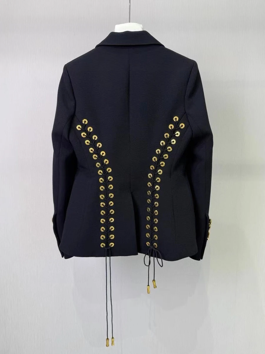 GALCAUR Solid Slimming Jackets for Women Lapel Long Sleeve Patchwork Irregular Button Temperament Jacket Female Fashion Clothing