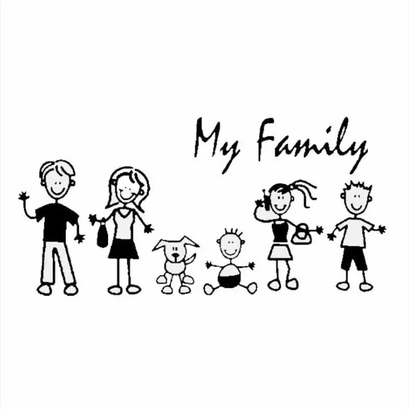

Family Stick Figure Kid Baby Cat Dog Pet My Mom Bumper Window Sticker Car Decal