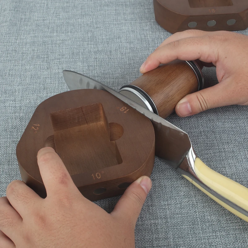 

10/12/15/18/20/22 ° Точилка для ножей на деревянной основе, кухонная шлифовальная система, алмазный камень 240/1000 # Профессиональные точилки