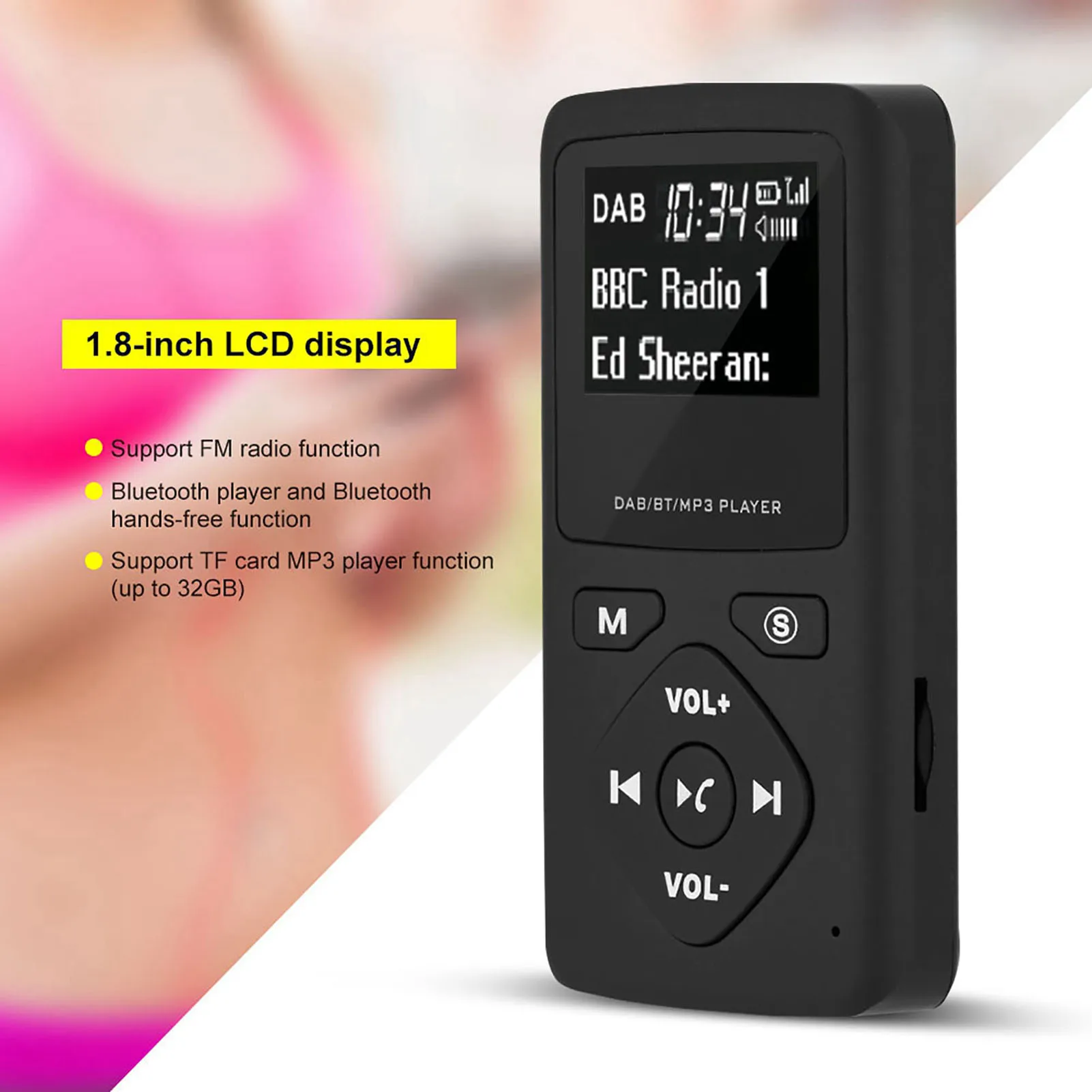 DAB Digital Radio Portable DAB Radio Receiver Portable DAB/DAB+ Pocket Digital Radio Receiver  MP3 Player with Earphone