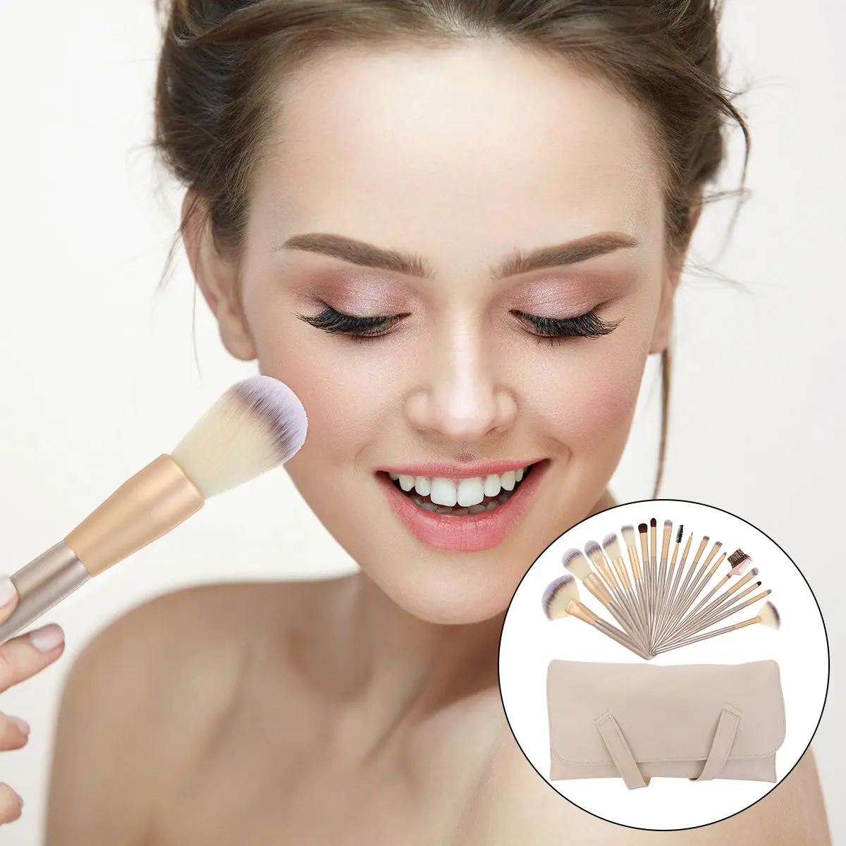 

18Pcs Cosmetics Makeup Brush Set Professional Face Powder Foundation Brushes Multifunctional Soft Bristles for Daily Makeup