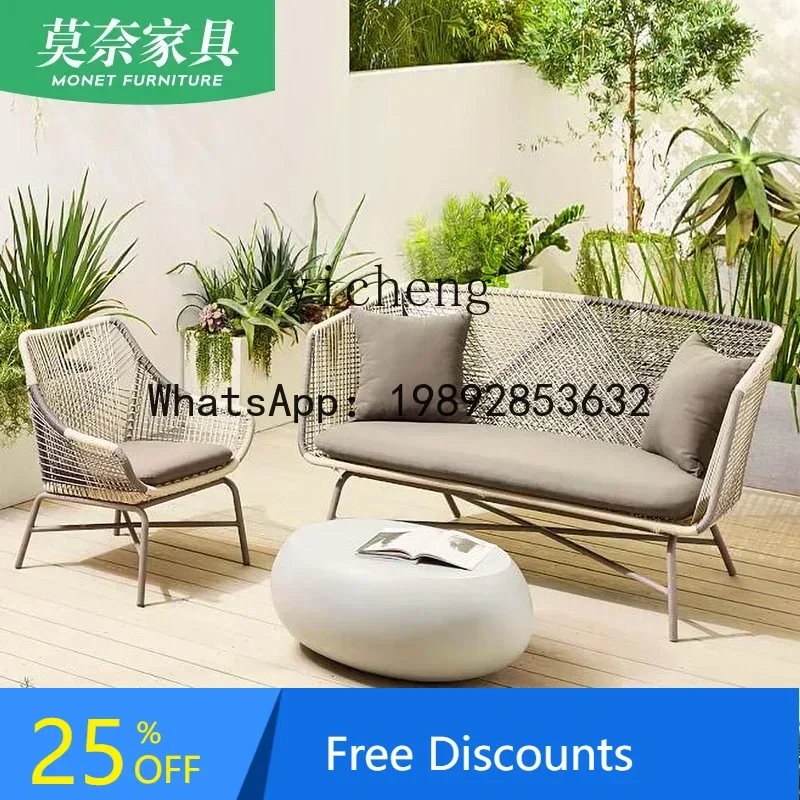 LYY الروطان الأثاث في الهواء الطلق الحديثة كرسي أريكة بسيط في الهواء الطلق شرفة حديقة فناء طاولة مقهى وكراسي الديكور #1