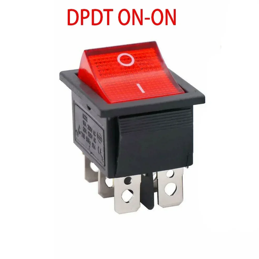 1 Pc Switch DPDT ON-ON Rocker Switch W/RED Neon Lamp KCD2 16A/250VAC 125 V Panel Mount For Electrical Products Instrument Tools