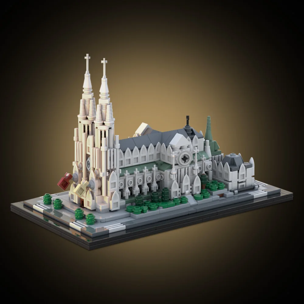 MOC كاتدرائية القديس باتريك 1:800 نموذج اللبنات كاتدرائية نيويورك متوافق مع لعبة الطوب الكنيسة فلورنسا هدية
