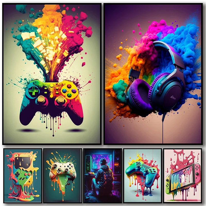 

Nordic Colorful Game Controller Wall Art Poster Aesthetic HD Pictures Canvas Painting And Prints For Gaming Boy Room Home Decor