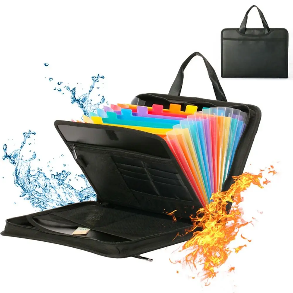 

Fireproof File Organizer 13 Pocket Colorful Tabs Document Organizer Zipper Closure Large Capacity Expanding File Folder Office