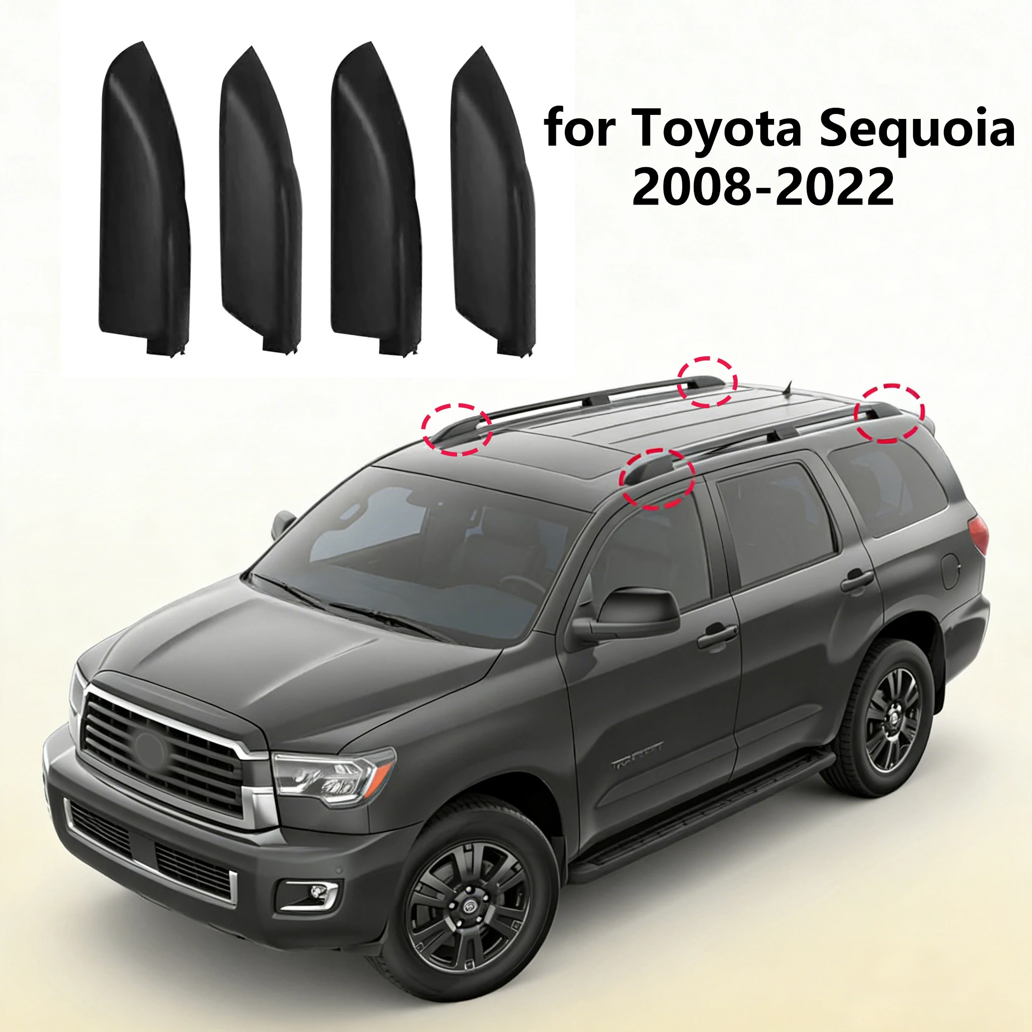 

for Toyota Sequoia 2008-2022 ABS Roof Rails Racks Cap Cover Shell Roof Side Garnish Lid Car Accessories 4PCS