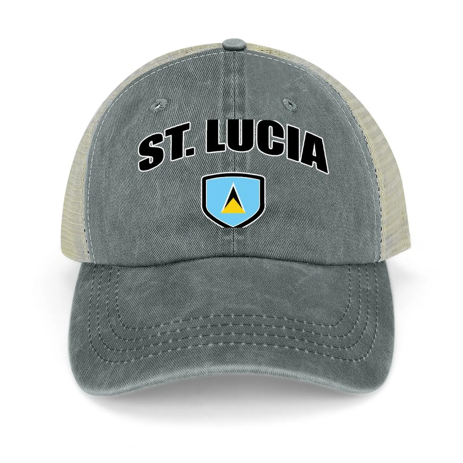 

St Lucia Sport With Patriotic Flag Shield Cowboy Hat boonie hats Sunscreen Hood Men'S Hat Women'S