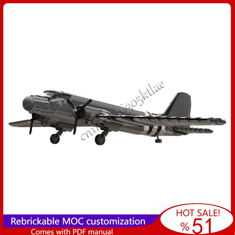 3391 ELEMENTÓW C47 Skytrain Transport Aircraft Model MOC Klocki Konstrukcyjne DIY Kreatywna Zabawka do Składania dla Dzieci Prezent na Boże Narodzenie