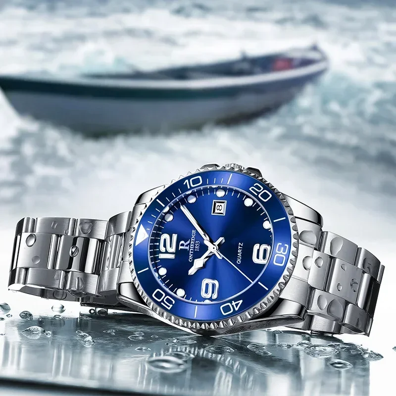 Men Watch Luxury High Quality Fashion Chronograph Waterproof Luminous Date Stainless Steel Quartz Watch Man Clock Reloj Hombre