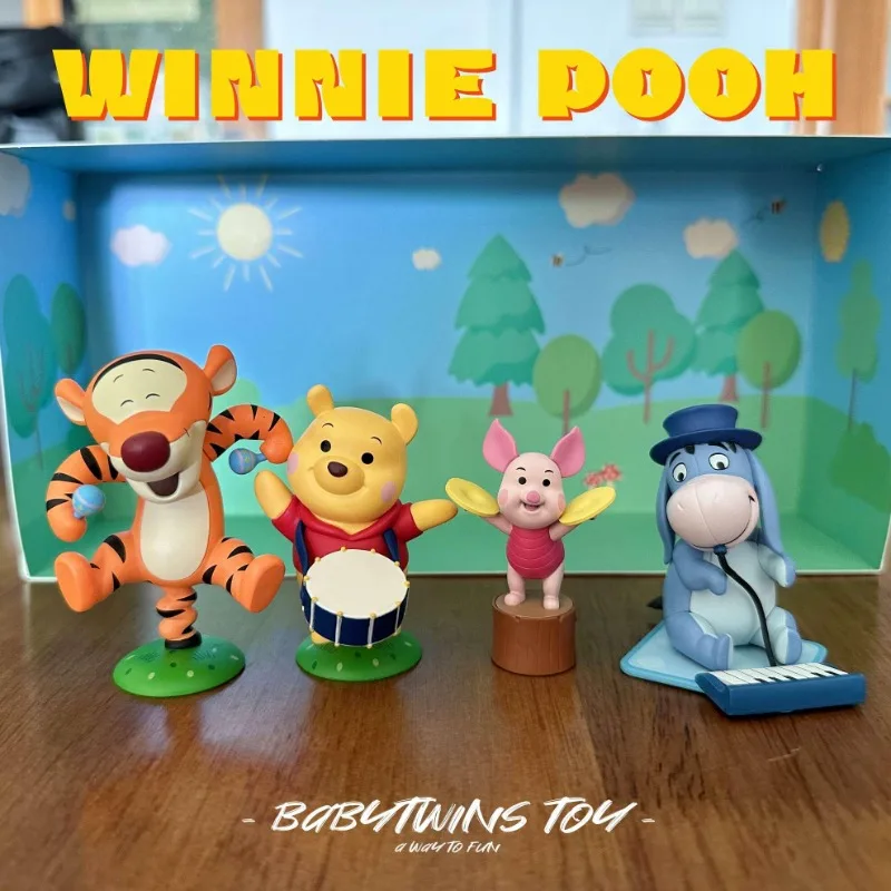 Disney Winnie The Pooh Band Cartoon Figure Piglet Eeyore Tigger Pooh Bear Figure Model Doll Toys Collect Ornaments Kids Gifts