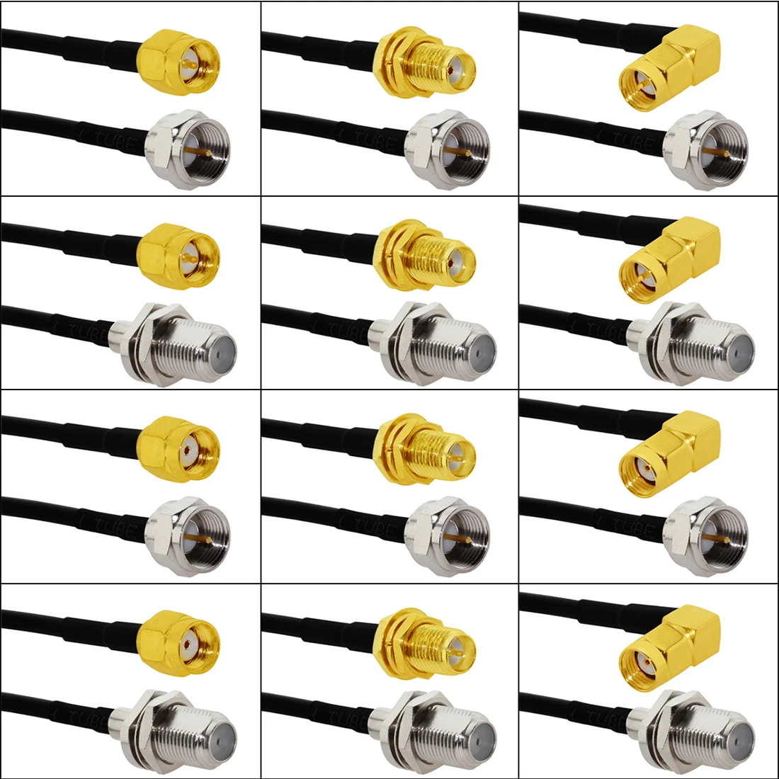 1szt SMA RF/RP męski/żeński do F wtyczki Jack Pigtail Cable RG174 20cm/30cm/50cm NOWOŚĆ Adapter koncentryczny SMA do F RF