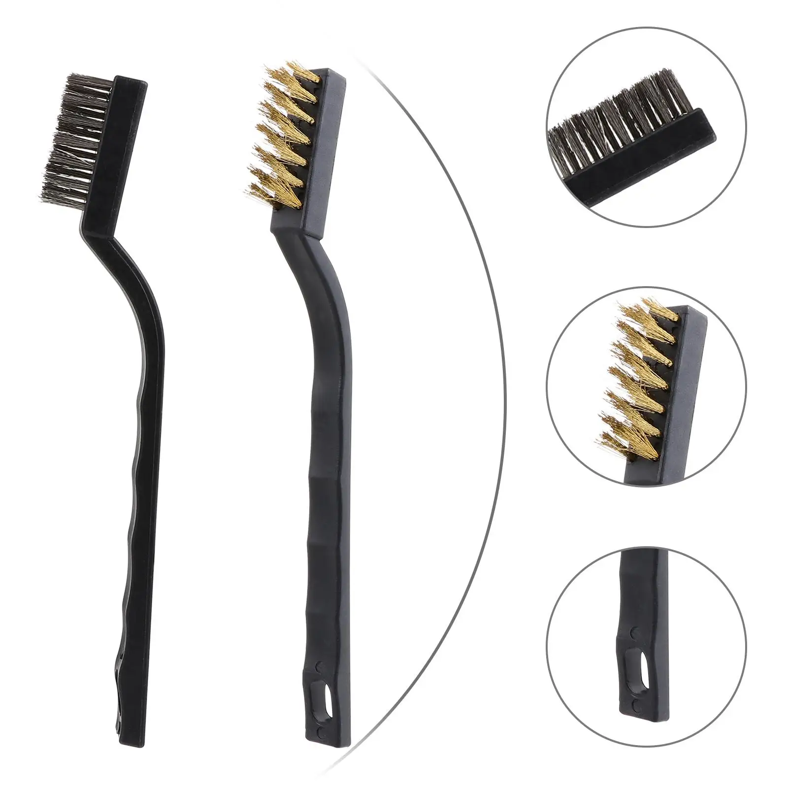 Wire Brush Set Cleaning Tools Long H Rust Remover Scrubber Curved Design Storage Hole Terminal Cleaner Brass Steel