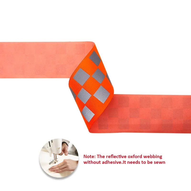 VOOFENG High Intensity Checkered Reflective Oxford Webbing Sewing on Clothes Workwear Warning Tape Safety Mark RS-11WT