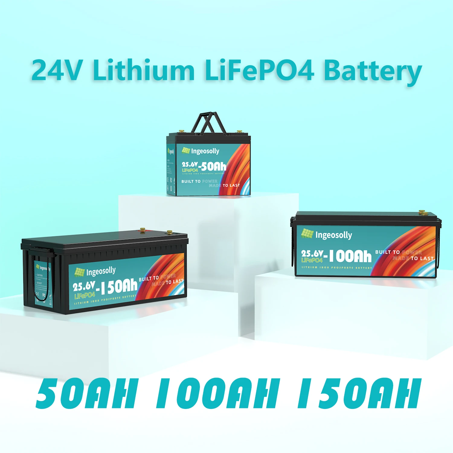 24V 50AH 100AH 150AH Lifepo4 Battery Pack Lithium Rechargeable With Bms For Golf Car Outdoor Solar Inverter RV Trolling Motor