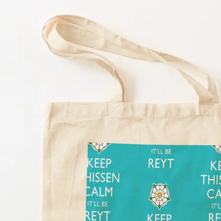 حقيبة حمل بخلفية زرقاء من Keep Thissen Calm Yorkshire، حقيبة قماشية، حقيبة صديقة للبيئة، حقيبة لطيفة كبيرة #3