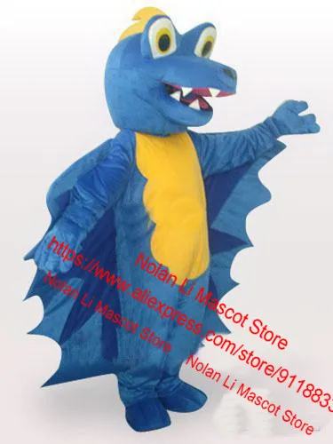 High Quality EVA Helmet Super Soft Velvet Blue Dinosaur Mascot Costume Role Play Neutral Cartoon Suit Adult Size Holiday 200