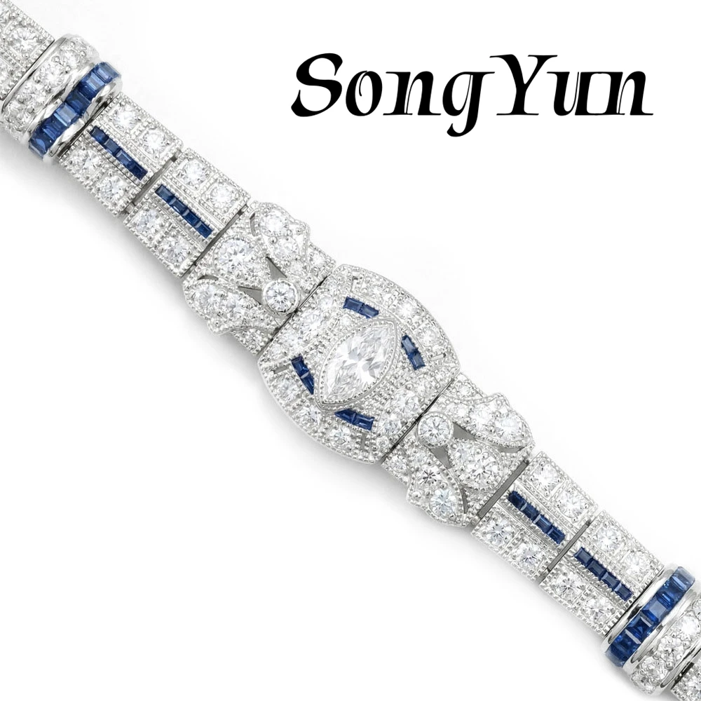 

SongYun Jewelry 925 Sterling Silver Bangle 5A CZ Gemstones Designer High Carbon Gemstones 925 Sterling Silver Bangle Accessories