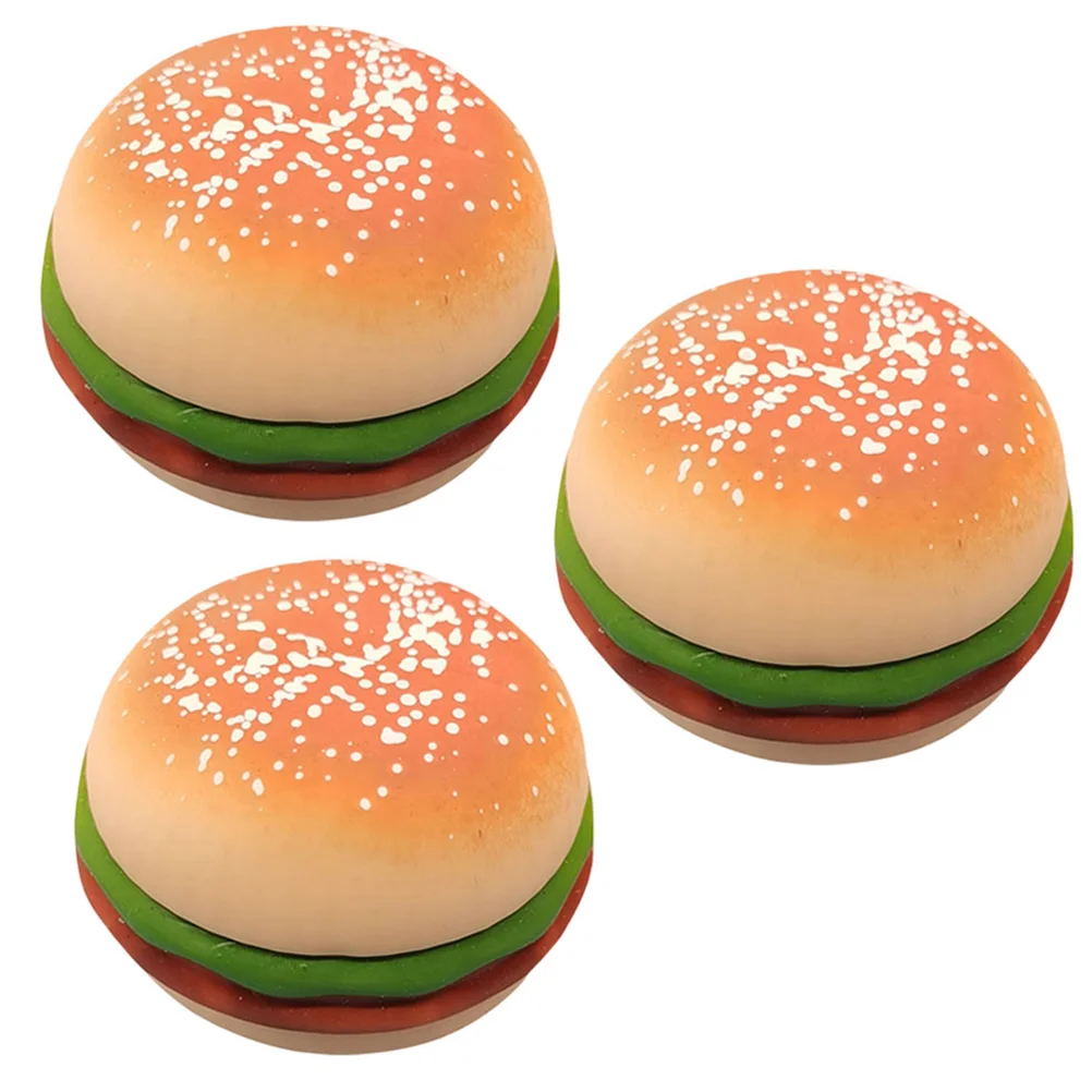 

3 Pcs Unpack The Burger Burgers Portable Toys Funny Hamburger Pinch Music Children’s