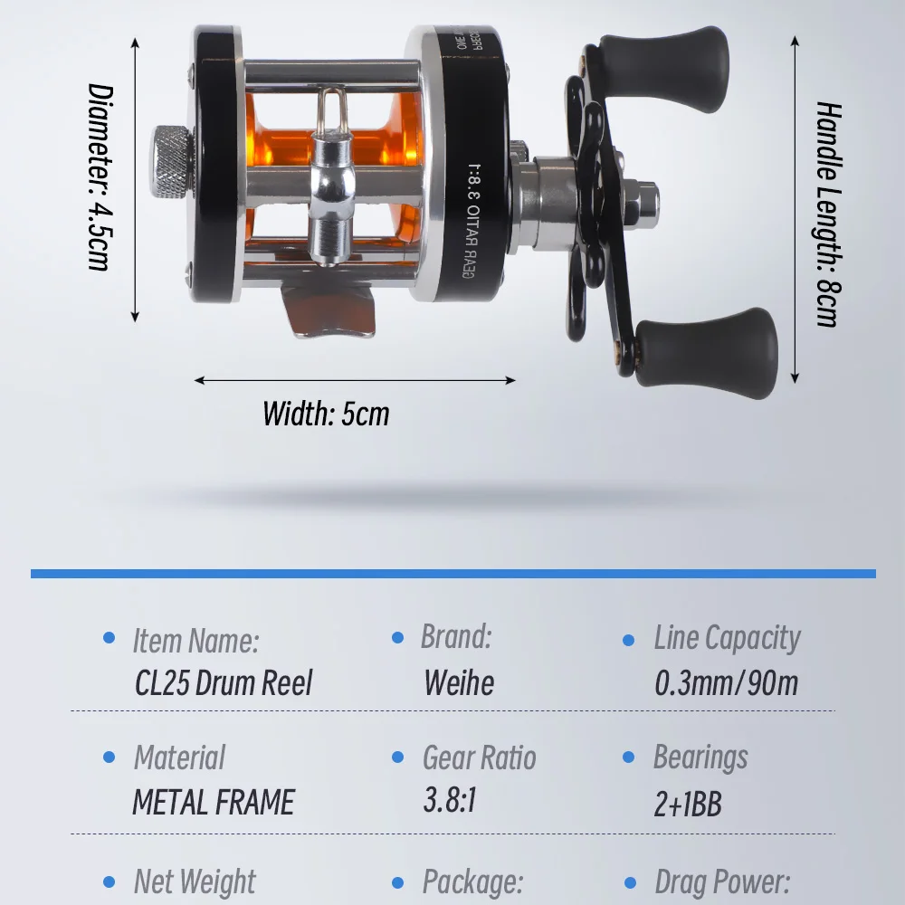 WEIHE CL25 Angelrolle Vollmetall-Guss Exquisite Baitcasting-Angelrolle – Detail 14