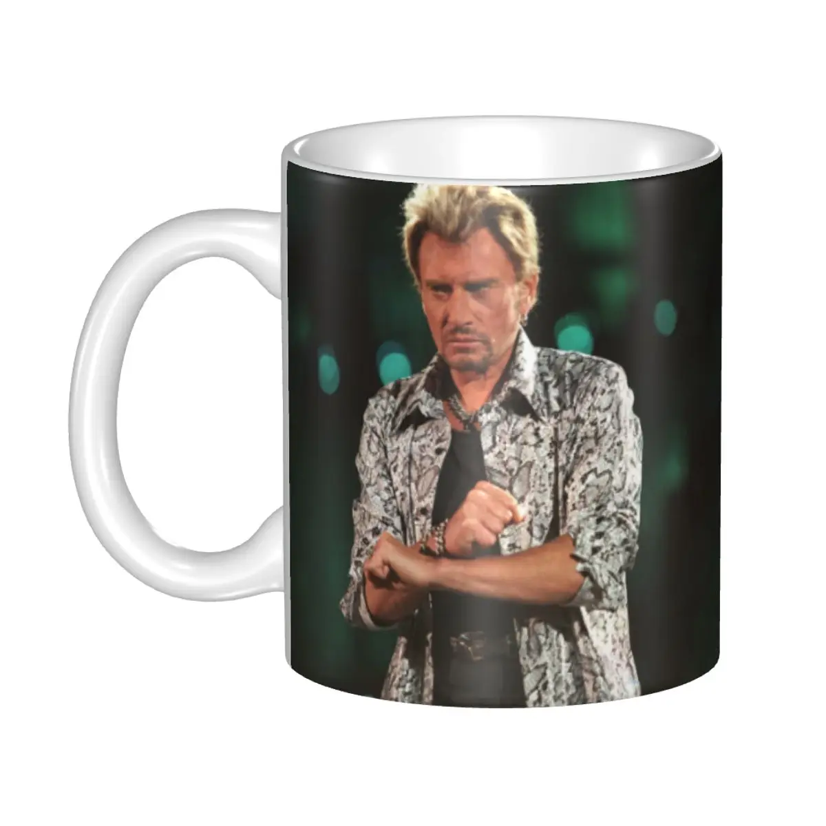 Custom Johnny Hallyday Coffee Mug DIY French Rock Star Ceramic Milk Tea Cups Outdoor Work Camping Cups And Mugs