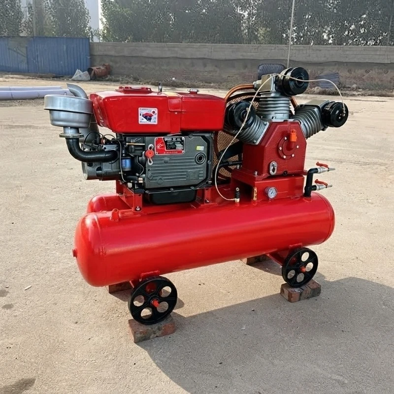 Diesel Piston Air Compressor Mining Rock Drill Jackhammer Mobile Tire Repair Special Air Pump Compressor
