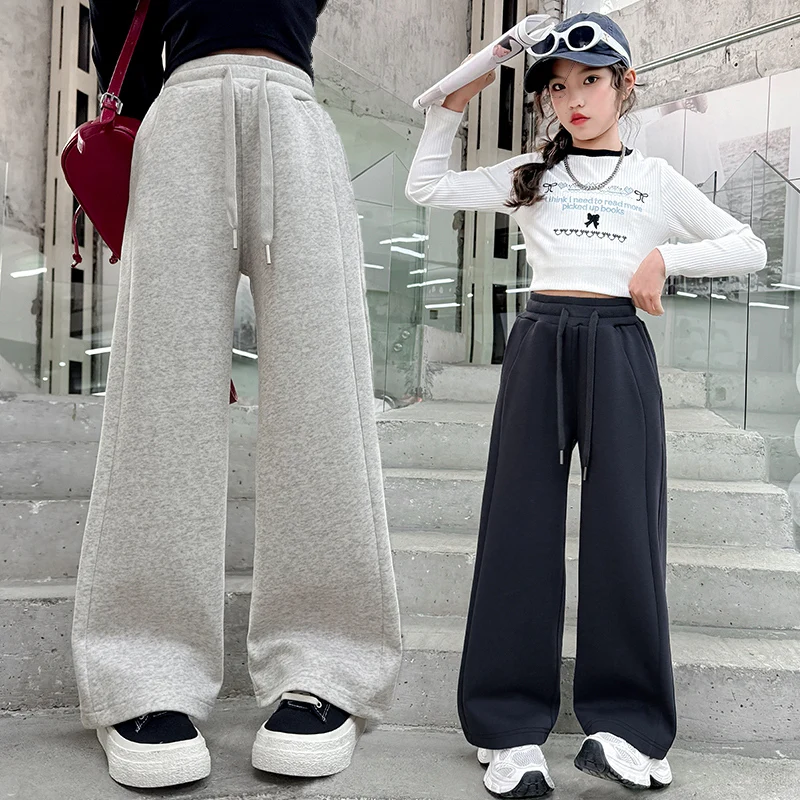 

Spring Autumn Children Casual Sweatpants for Girls Solid Cotton Drawstring Pants Teens Sports Trousers Kids Sporty Trackpants
