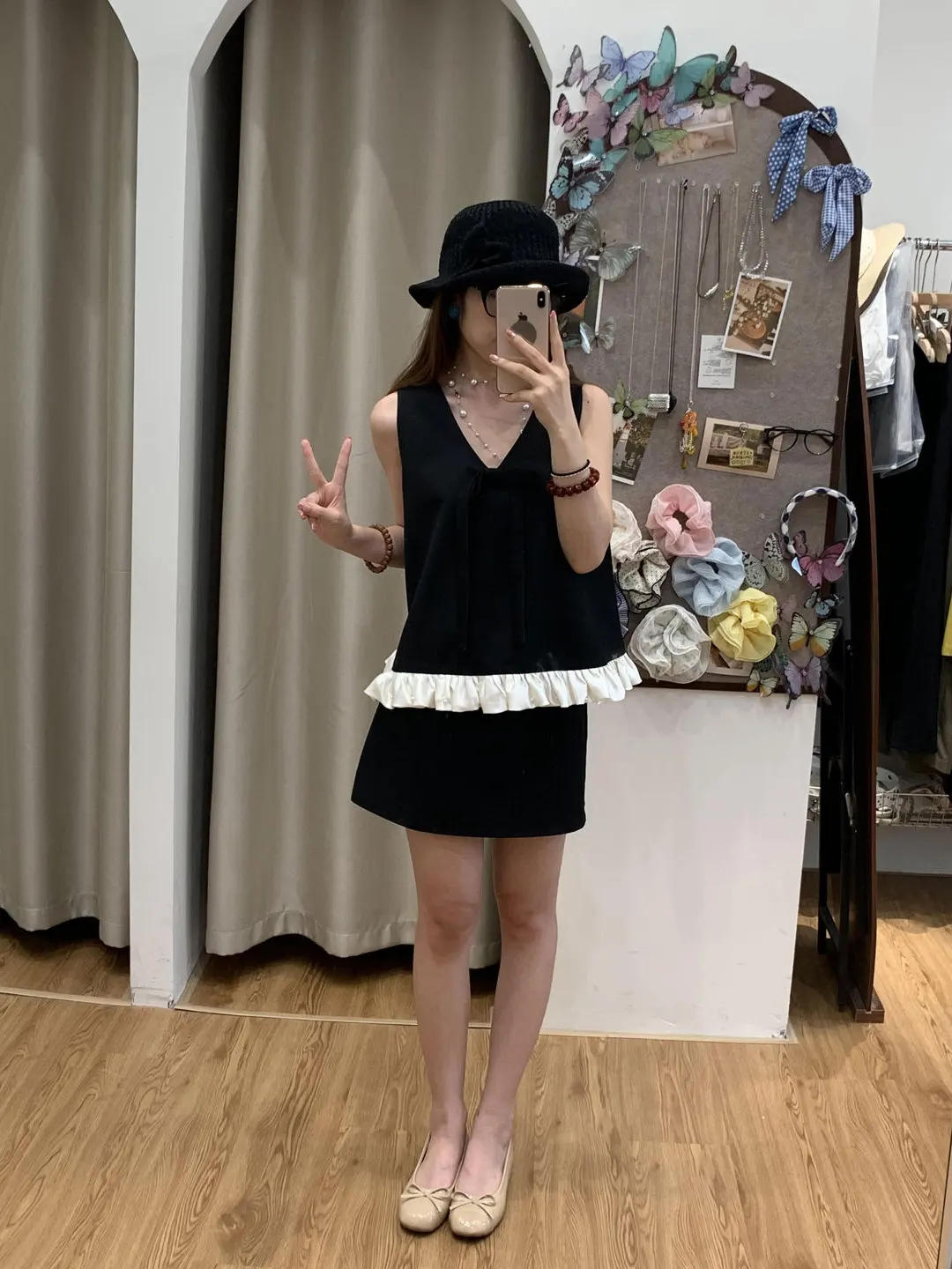 

Summer Knot V-neck Color Block Vest Skirt Set Women's Fashion Commute Style Two-piece Polyester Fiber High Waist