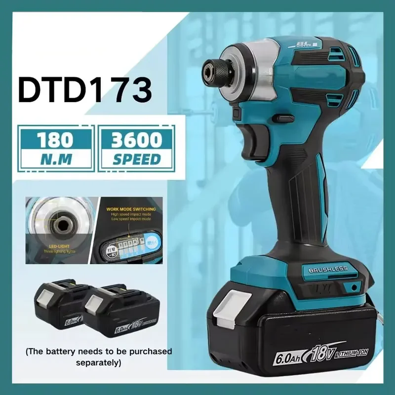 

DTD173 1800rpm Cordless Impact Driver 180Nm Brushless Motor Electric Drill Wood/Bolt/T-Mode Fit Makita 18V