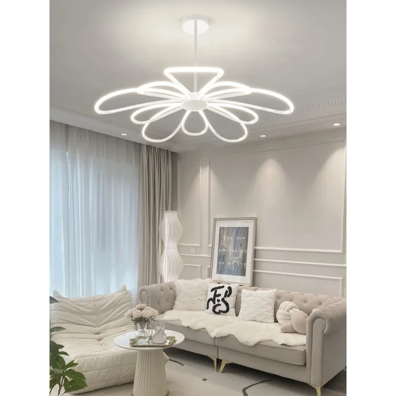 Petal chandelier modern minimalist living room main light online celebrity new white luxury cream wind girl bedroom lamps.