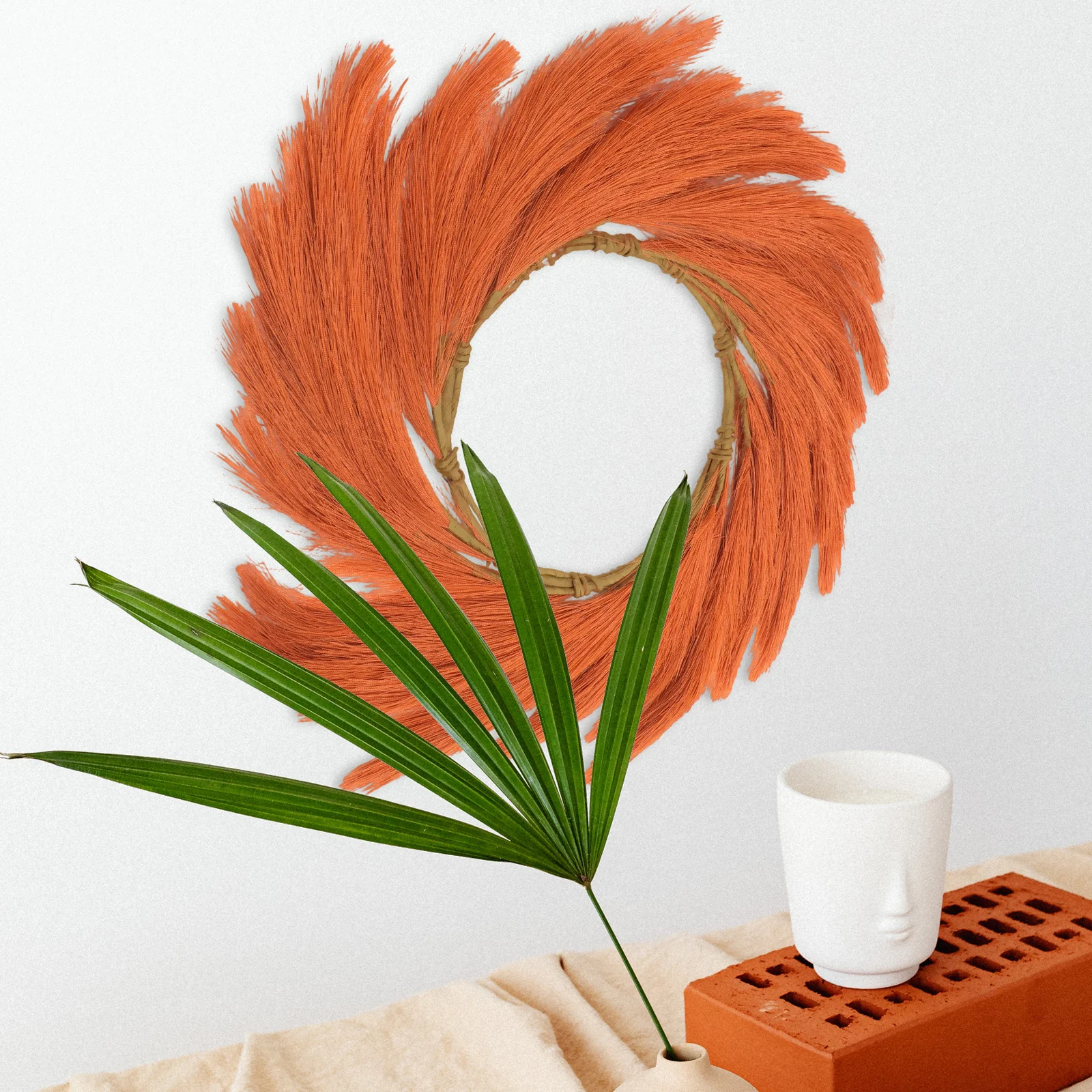 

Fake Phragmites Wreath Realistic Wreath Decor for Bars Malls Company Decoration Phragmites Decor Fall Decoration