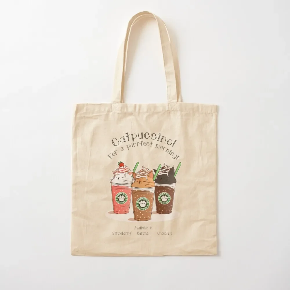 Catpuccino! For a purrfect morning! Tote Bag free delivery bags cloth bag woman Bag