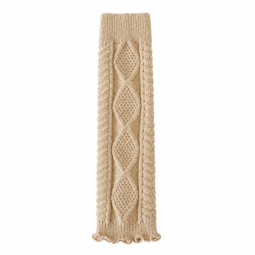 Lolita Knitted Knee Socks Vertical Stripe Stacked Leg Warmers Crochet Design Solid Color Foot Cover Socks For Women