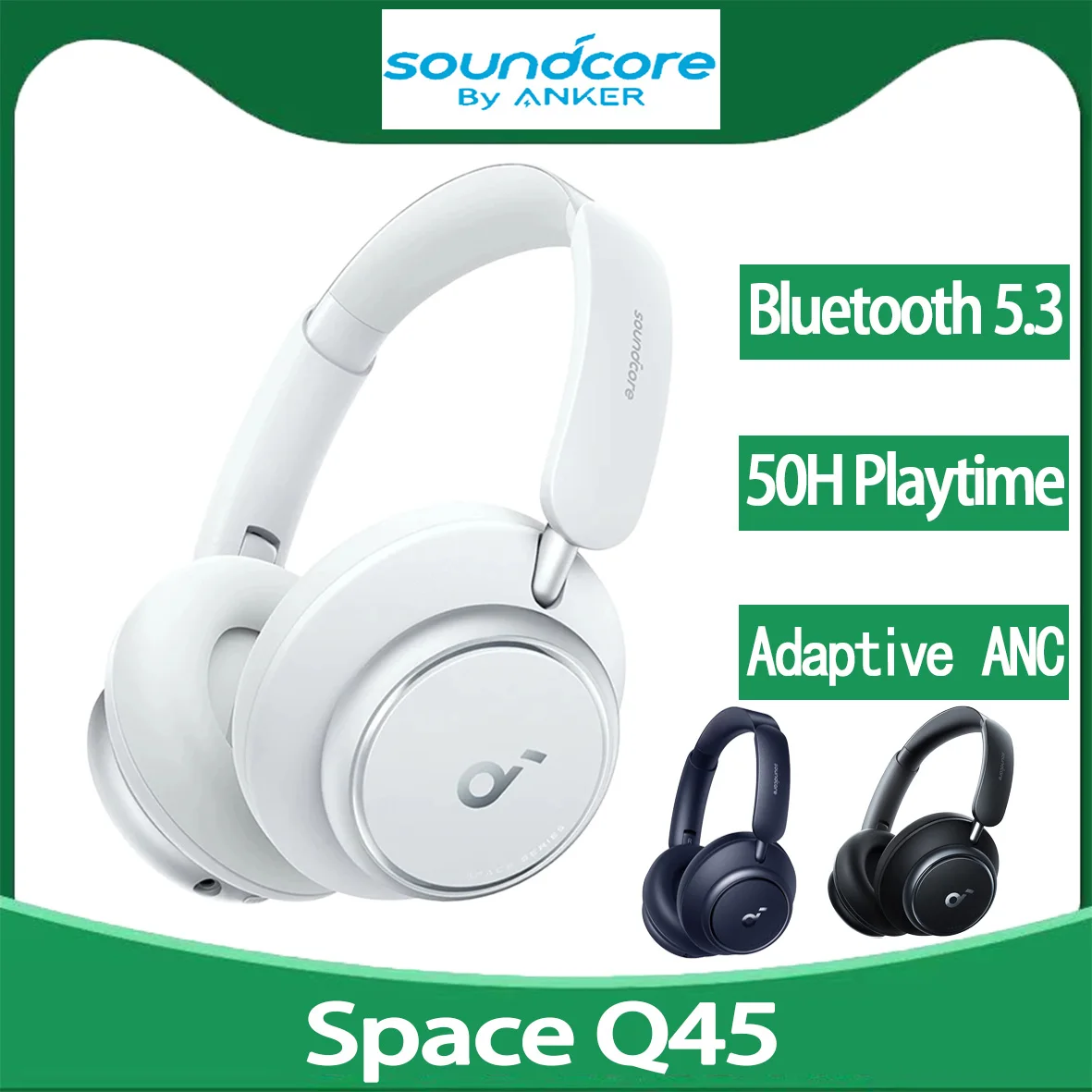 Anker Soundcore Space Q45 Headphone Bluetooth 5.3 ANC Adaptive Noise Cancelling Hi-Res Sound LDAC Support App A3040 Headset