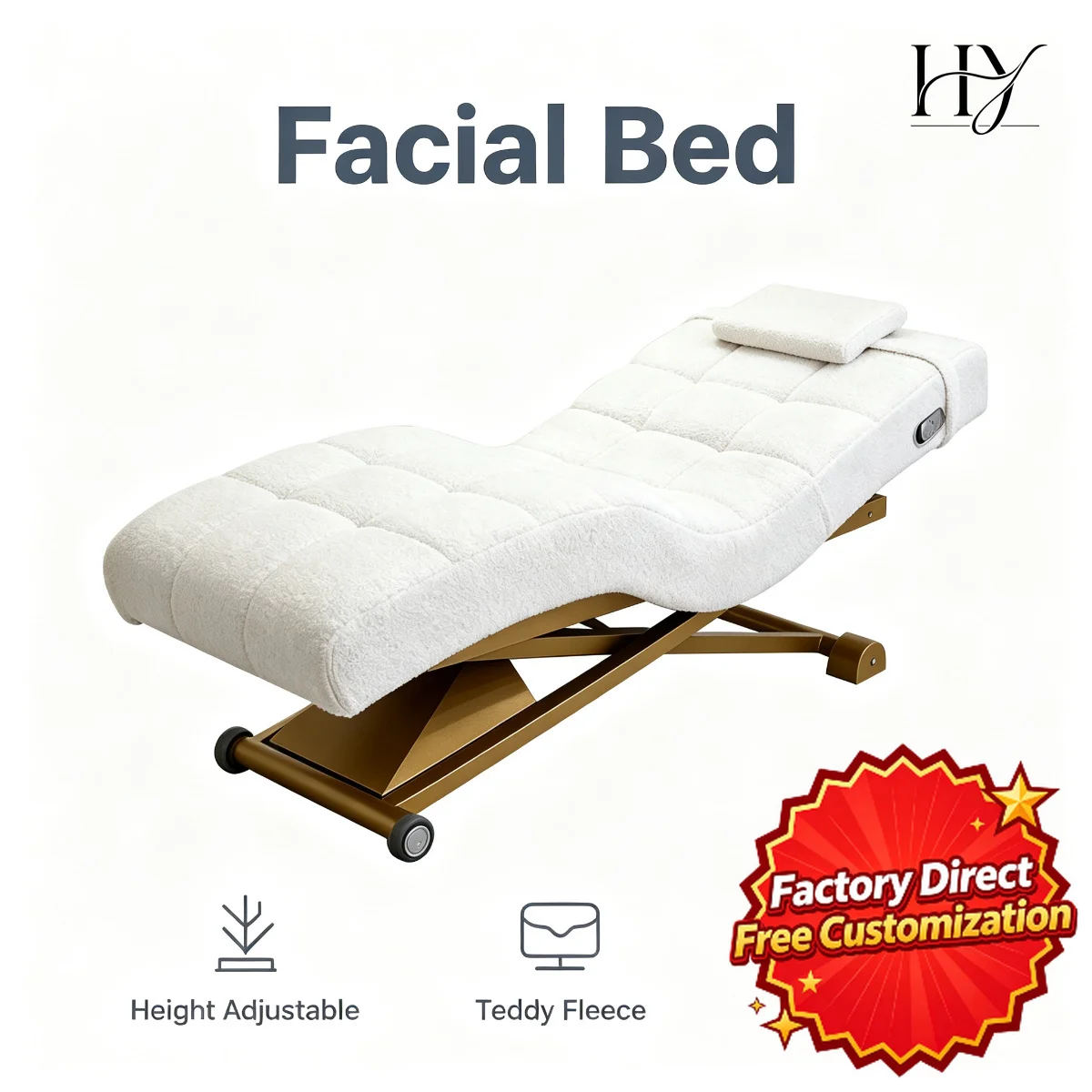 Stationary Massage Table Adjustable Beauty Bed Fixed Facial Spa Bed Sturdy Salon Furniture for Tattoo Lash Esthetician Spa