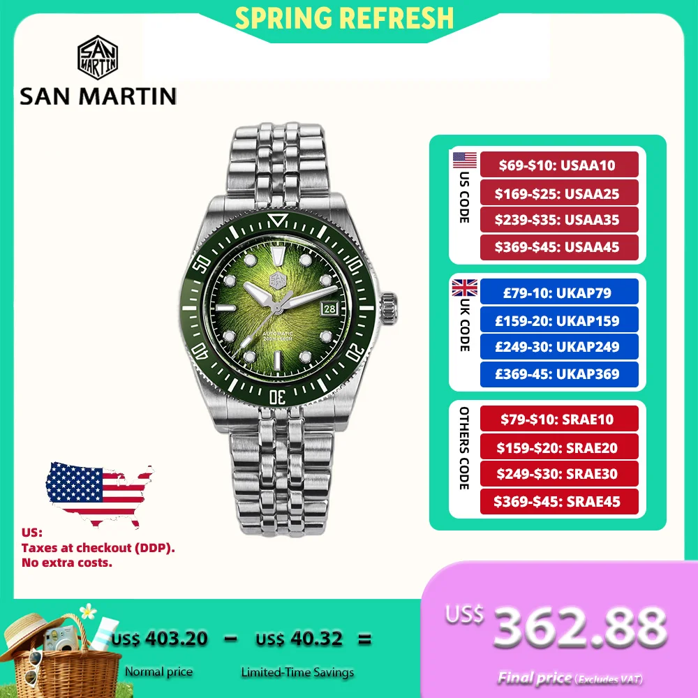 

San Martin Automatic Watch 37.5mm 9015 Enamel Gradient JianZhan Dial Mechanical Wristwatch Luminous Sapphire 20Bar SN0148GX