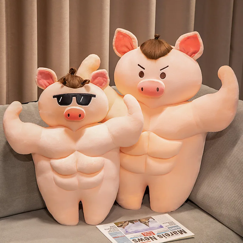 

55/70cm Kawaii Stuffed Strong Muscle Pig Toys Pillow Super Soft Animals Dolls Lover Girlfriend Appease Toy Home Sofa Cushion