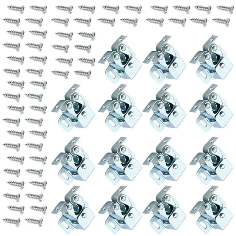 

652F 15set Cupboard Cabinet Door Roller Latches Cabinet Door Wardrobe Door Latches Furniture Catches Hardware Easy to Install